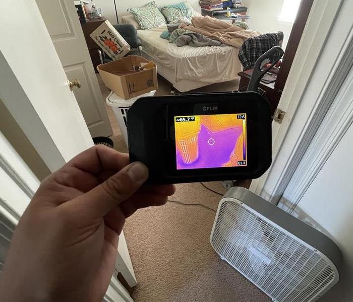 Flir C2 Thermal Camera being used in a bedroom.